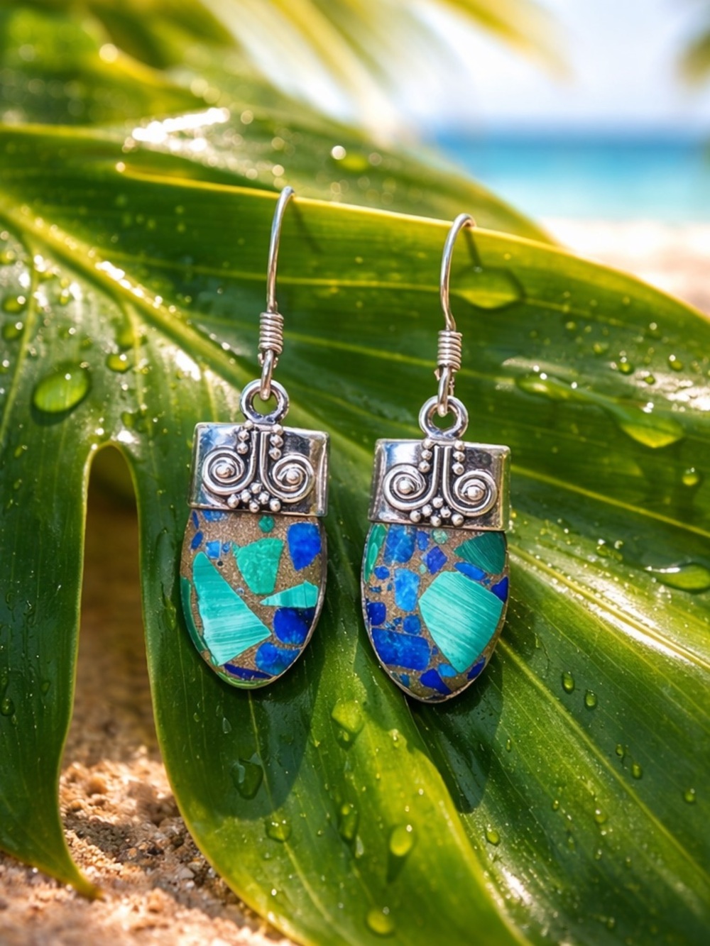 NEW! Chrysocolla & Azurite Earrings
